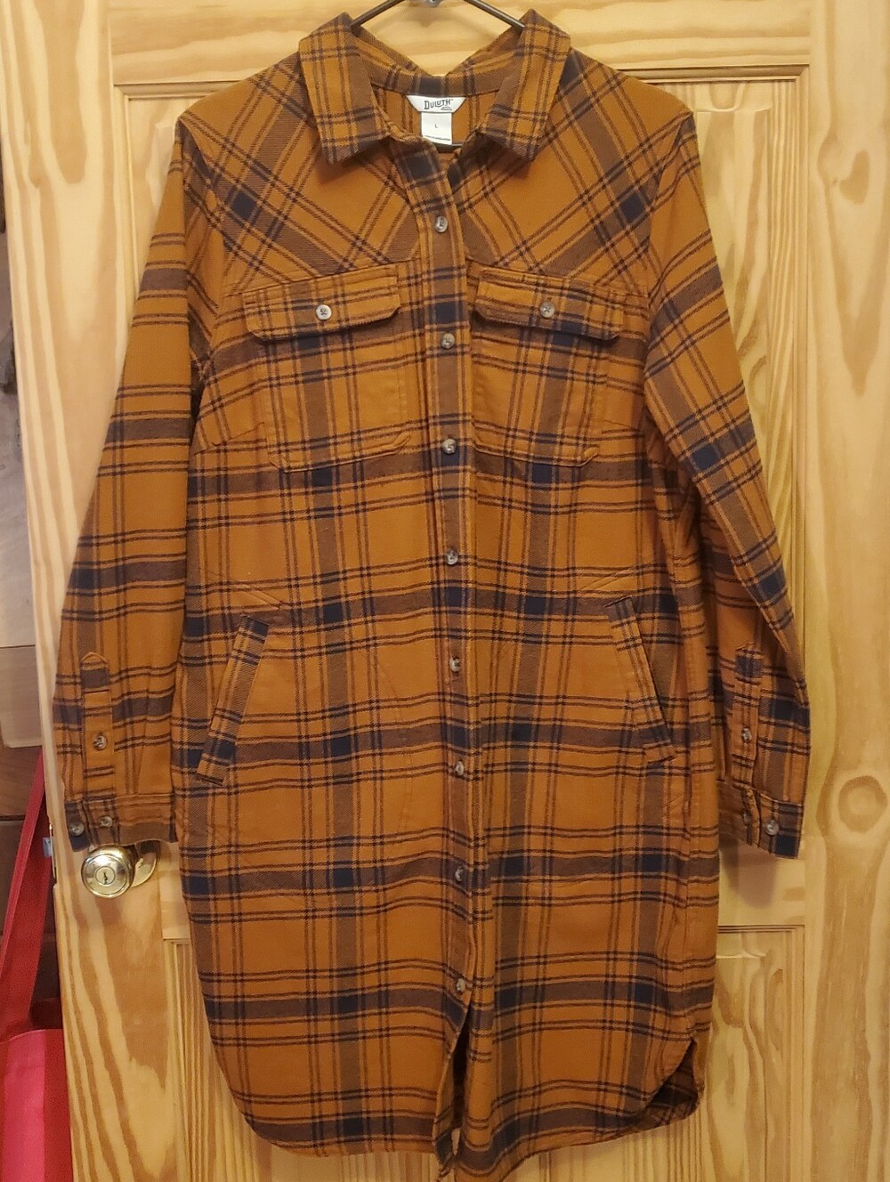 Duluth Trading Co. Flannel Folklore Duster Shirt Jacket Large